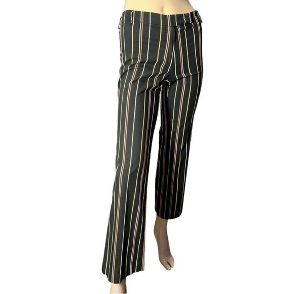 Avenue Montaigne Paris Women’s 1 Black Multicolored Striped Cotton Blend Pants